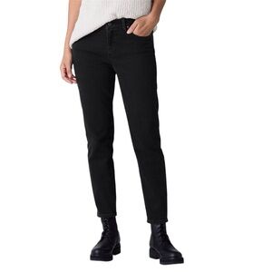 Eileen Fisher Jeans Black Cotton Stretch Denim Slim Ankle Fit Size XS